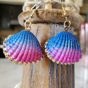 Blue & Purple Sea Shell Earrings